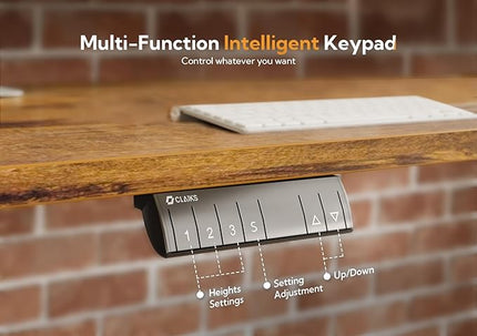 Claiks Triple Motor L-Shaped Standing Desk, 63 x 55 Inch Corner Stand Up Desk, Adjustable Height with Splice Board, Black Frame/Rustic Brown Top