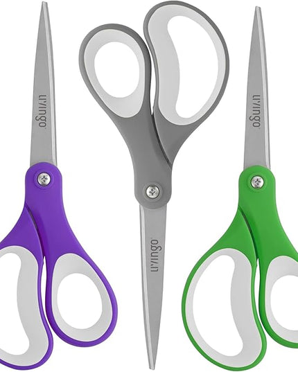 LIVINGO Scissors Bulk 24 Pack: 8” Sharp Scissors Set All Purpose for Office Middle High School Student Teacher Arts Crafts Supplies Cutting Wrapping Paper, Sewing Fabric Shears for Household