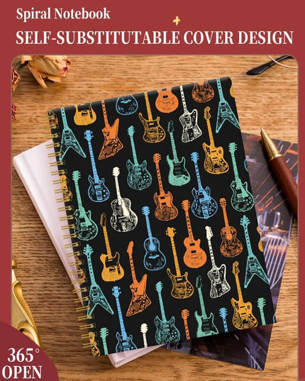 Spiral Journal Notebook for Women,A5 College Ruled Notebooks 6"x 8.4", 120 Pages (60 Sheets) Lined Journal with Premium Thick Paper,Perfect for School Office Home(Colorful Guitar)
