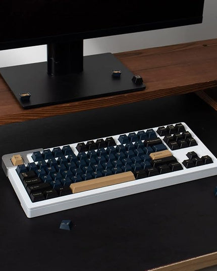 Sumgsn 163 Keys Double Shot Keycaps Cherry Profile Blue Samurai Keycaps for 61/64/87/104/108 Cherry Mx Switches ISO ANSI Layout Mechanical Keyboard