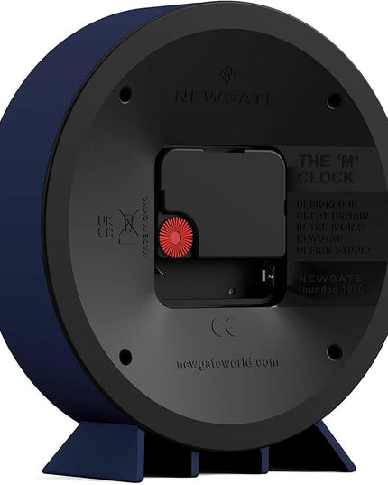 NEWGATE® M Mantel Echo Desk Clock | Modern Round Design | Navy Blue | Easy to Read Numbers | Contemporary Style for Desk, Table, Shelf or Bedside