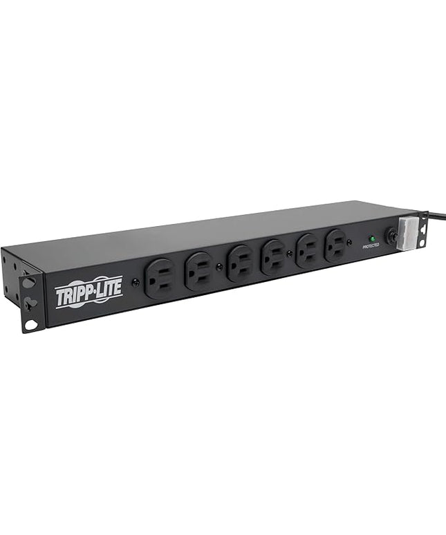 Tripp Lite 14-Outlet Rack Mount Surge Protector Power Strip PDU, 15A, 120V, 3000 Joules, 15ft Cord with 5-15P Plug, 1U Horizontal Rack Mount, Lifetime Manufacturer's Warranty (DRS-1215)