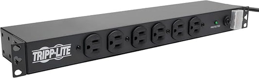 Tripp Lite 14-Outlet Rack Mount Surge Protector Power Strip PDU, 15A, 120V, 3000 Joules, 15ft Cord with 5-15P Plug, 1U Horizontal Rack Mount, Lifetime Manufacturer's Warranty (DRS-1215)