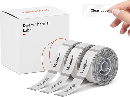 NIIMBOT Label Maker Tape for D11/D110/D101 Label Maker, 14 x 40 mm (0.55'' x 1.57''), 3Rolls for Home Office Labeling Tape Replacement, Clear