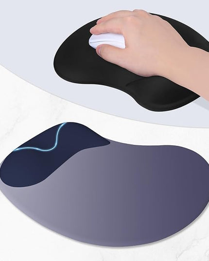 ITNRSIIET Ergonomic Mouse Pad, Cushioned Gel Wrist Rest, Non-Slip Base, Smooth Surface, Cute Multi-Color, 9.5 x 8.2 in, Gray Blue Gradient
