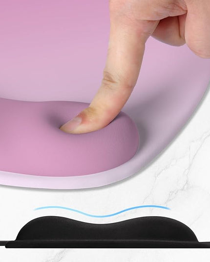 ITNRSIIET Ergonomic Mouse Pad, Cushioned Gel Wrist Rest, Non-Slip Base, Smooth Surface, Compatible with All Mice for Office & Gaming, Desk Accessory, 9.5 x 8.2 inch, Soft Pink Gradient