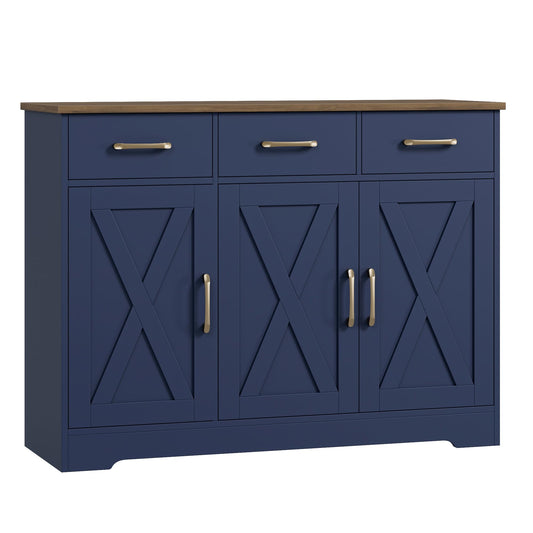 HOSTACK Kitchen Buffet Cabinet with Storage, Sideboard Coffee Bar, Blue
