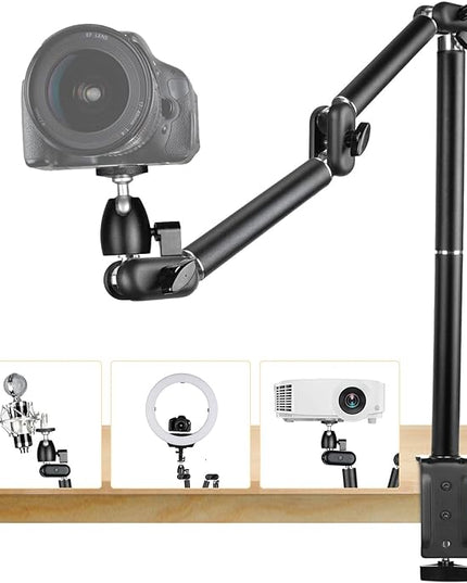 TARION Desk Camera Mount Stand Heavy Duty Articulated Camera Arm Articulating Table Mount Stand Adjustable Flexible Gear Joints TKA01-L