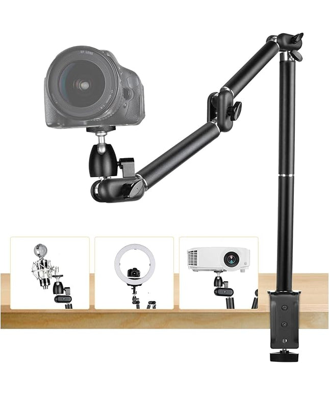 TARION Desk Camera Mount Stand Heavy Duty Articulated Camera Arm Articulating Table Mount Stand Adjustable Flexible Gear Joints TKA01-L
