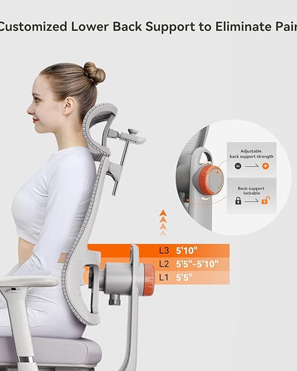 Newtral Ergonomic Office Chair - Home Office Desk Chair with Adaptive Lumbar Support, with Footrest, 4D Armrest, Adjustable Seat Depth & Height