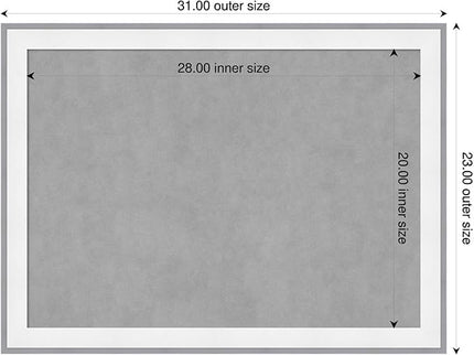 Amanti Art White Framed Magnetic Board 23x31 Medium Vision Board for use with Magnets, 100% Metal Sheet to Display Items as Office Decor or for Home Organization in mudroom, Kitchen or Kids Room