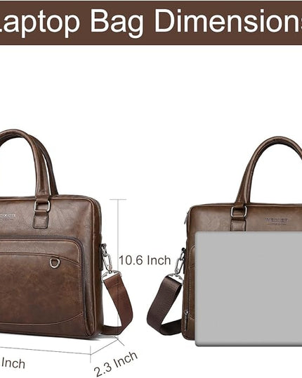 Brown Leather Laptop Bag for Men Stylish Mens Messenger Bag Durable Work Bag Practical Shoulder Bag Spacious Computer Briefcase
