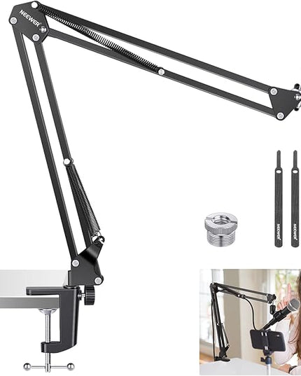 Neewer Microphone Arm Stand, Suspension Boom Scissor Mic Arm Stand with 3/8” to 5/8” Screw and Cable Ties Compatible with Blue Yeti, Snowball, Yeti X, Quadcast and Other Mics, Max Load 1.5kg