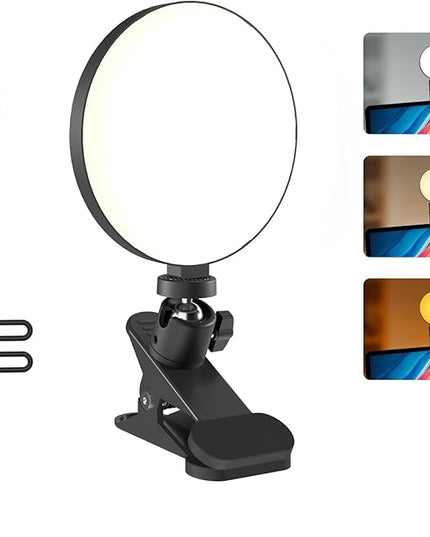Light for Video Recording, 3 Color & 5 Brightness Video Light Clip on Desktop Monitor, Timer Setting with USB Plug Webcam Light for Meeting, Video Calls, Remote Working, Live Streaming - 4.7''