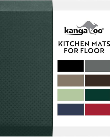 KANGAROO Thick Ergonomic Anti Fatigue Mats for Kitchen Floor, 70x24 Runner, Cushioned Standing Office Desk Mat, Waterproof Scratch Resistant Top, Supportive Comfort Padded Foam Rugs, Hunter Green