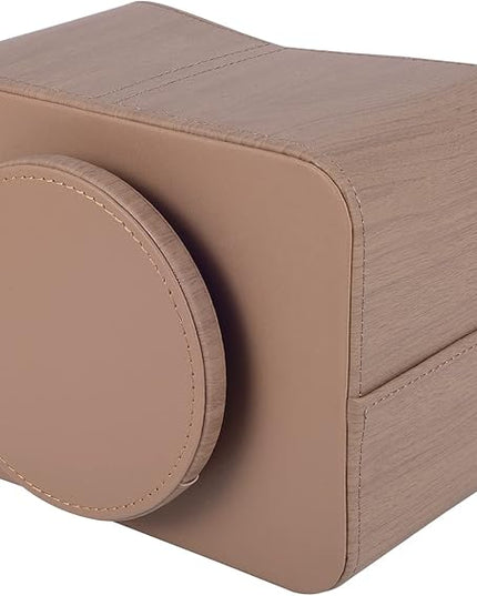 RHCSZ Leather Remote Control Holder/Caddy 360 Degree Rotating, Desk Organizer for TV Remote Controllers,Pen,Calculator,cell phone,gadget storage box,Nightstand Decoration(Light wood grain)