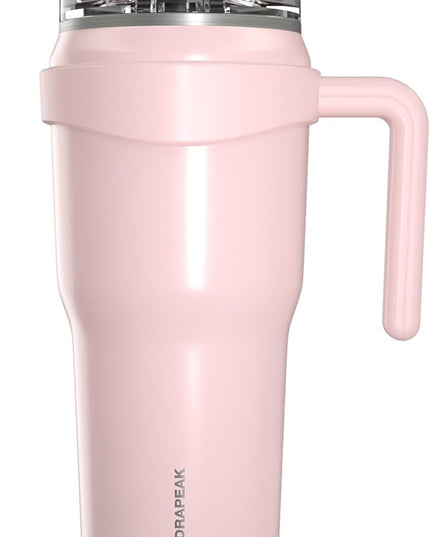 Hydrapeak Roadster 40oz Stainless Steel Tumbler Double Wall Vacuum Insulated Water Bottle With Handle And 2 in 1 Straw Lid (Seashell)