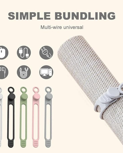 30Pcs Silicone Cable Ties, 2025 New Data Cable Organizer, Silicone Cable Ties Cable Management Organizer, Cable Management for Fastening Charger Home Office Desk Kitchen Appliances Cords Wires (30)