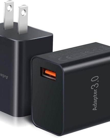 USB Charger Block, OKRAY 2-Pack 18W 3.0 Quick Charge Power Adapter Type A Box USB Wall Plug Fast Charging Block for Wireless Charger, Samsung Galaxy S25 S24 A16 A15, iPad, iPhone 16 15 14 13 12 11 Pro