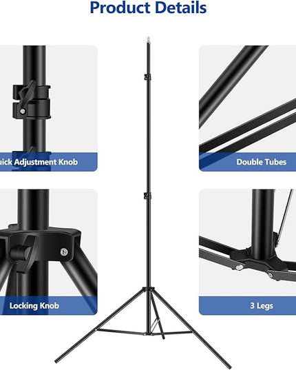 NEEWER T-Shaped Background Backdrop Support Stand Kit, 8.5ft/2.6m Tall Adjustable Tripod Stand and 5ft/1.5m Wide Crossbars with 6 Spring Clamps and 1 Carrying Bag for Studio Photo Video Photography