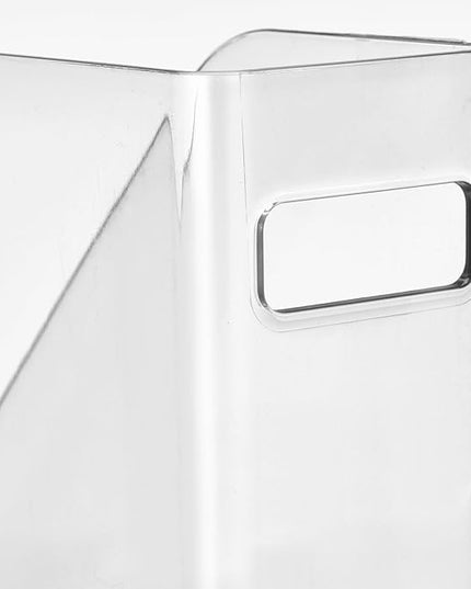 mDesign Plastic Slim Vertical File Folder Storage Organizer Bin with Handle - Hold Notebooks, Binders, Envelopes, Magazines for Home Office, Work Desktops, Ligne Collection, Clear