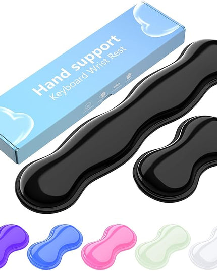 Gel Keyboard and Mouse Wrist Rest Set, Comfort Ergonomic Wrist Support, for Wrist Pain Relief, Computer Keyboard Wrist Rest (Black)