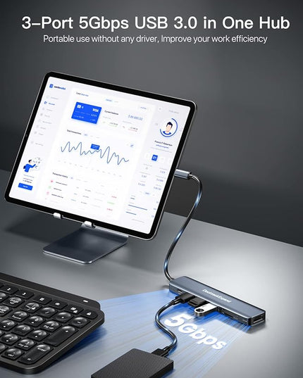 USB C Hub, DockteckExpand 7 in 1 USB-C Multiport Adapter with 4K HDMI, 100W Power Delivery, 3 USB 3.0 Ports, SD/TF Card Reader, for MacBook Pro/Air, iMac, iPad Pro, Surface Pro 7/8, XPS, HP and More