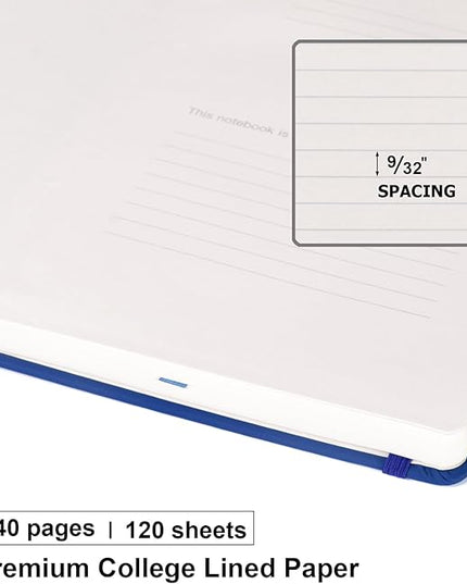 Comix 6 Pack Lined Journal Notebooks for Work, 240 Pages, 5.5"x8.3", Navy Blue, Hardcover, A5 Medium College Ruled, Journaling Notebooks for Notes-taking, Fits for Office School Home