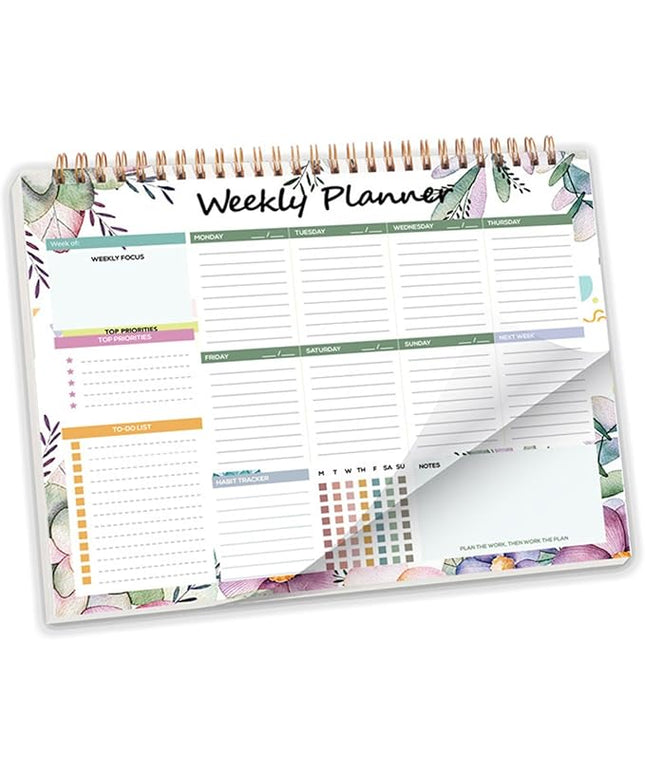 Weekly Planner, 52 Pages Undated Daily List Schedule Notebook Time Management Memo Pad for Office, Home Planning & School Scheduling (Pattern-C)