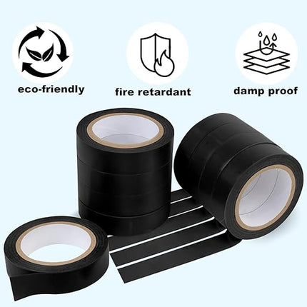 Romeda 9 Pack Electrical Tapes, Electrical Tape Water, Sun, and Oil Resistant, Electrical Tape is Suitable for Most Domestic, Commercial, and Industrial environments - Black