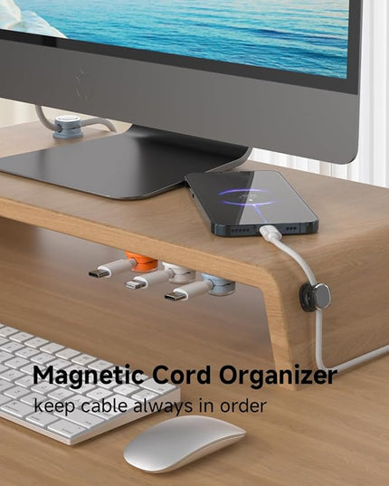 Magnetic Cable Clips, Adjustable Cord Holder Management, Adhesive Wire Keeper Organizer for Home Office Desk Phone PC Car Wall Desktop Nightstand Appliance (9-PCS White_Black_Orange_Blue)