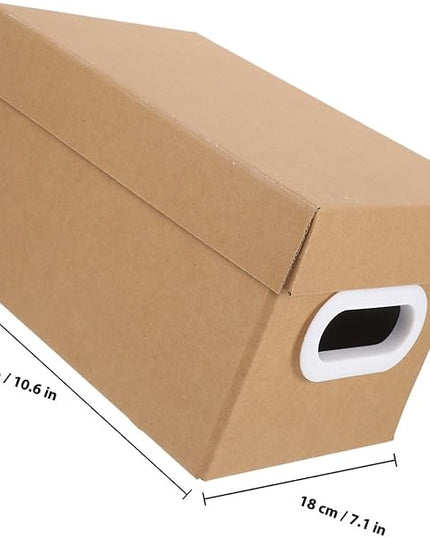 Kraft Desktop Storage Box with Lid, Thickened Paperboard Document Organizer for Office and Home, Multipurpose Sundry and Makeup Storage Container, 1Pcs