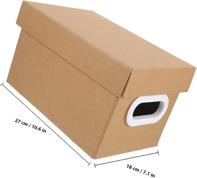 Kraft Paper Storage Box with Lid 1Pcs Thickened Desktop Organizer Box Portable File Holder Document Storage Container for Office and Home Use