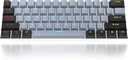Guffercty kred 61-Keys PBT 60% Keycaps 60 Percent Shine-Through OEM Profile Keycaps Backlit US Layout for 60% Mechanical Keyboard (61 Grey Black)