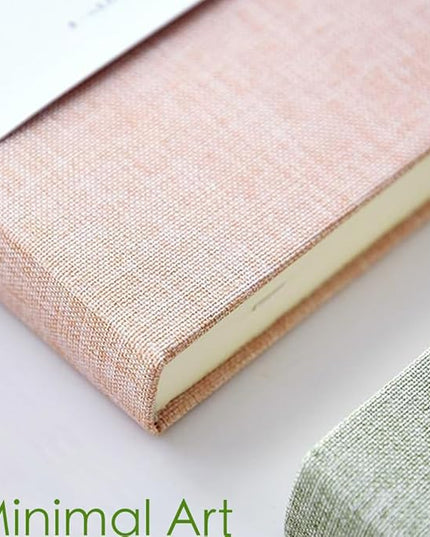 Linen Notebook, College Ruled, Hardcover, Lay Flat, B6, Small, 5x7, Thick, 100gsm, Pink, Journal for Writing