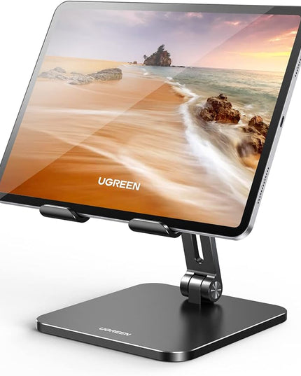 UGREEN Tablet Stand Compatible for iPad Desk Stand Holder Adjustable Aluminum Thicker Base Compatible with iPad Pro Air Mini 13 12.9 11 Inch Home Office Desk Accessories Black