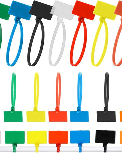 40 Pcs Plastic Tags With Zip Tie Nylon Universal Cable Tie Buckle Multi-Color Self Locking Nylon Writable Marker Ties Wraps Waterproof Shipping Tags Security Seals Label For Cabling
