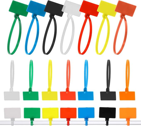 40 Pcs Plastic Tags With Zip Tie Nylon Universal Cable Tie Buckle Multi-Color Self Locking Nylon Writable Marker Ties Wraps Waterproof Shipping Tags Security Seals Label For Cabling