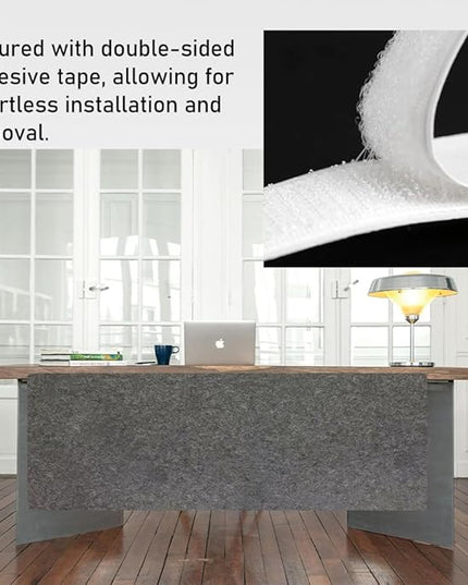 VOVCIG Under Desk Privacy Panel,59 x 19.7 inch Felt Board Modesty Panel is Suitable for Office Desk Cover Skirts, Opaque and Easy to Install
