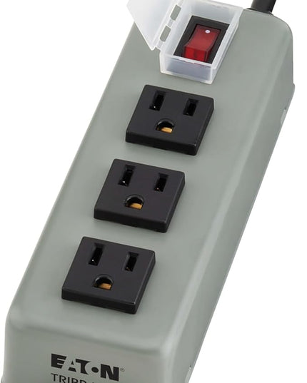 Eaton Tripp Lite Series 3-Outlet Heavy Duty Power Strip, Metal, Mountable (Wall Mount & Under Desk), 6ft Extension Cord, On/Off Switch Cover, Industrial Garage Shop Work Bench Applications (3SP)
