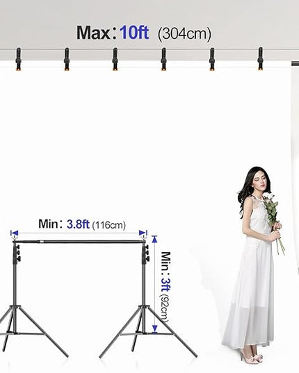 EMART 10x9.2FT Backdrop Stand, Photo Video Studio Adjustable&Lockable Heavy Duty Background Support System Kit with 6 Backdrop Clamps, 2 Sandbag and Carry Bag for Photography, Parties, Wedding, Video