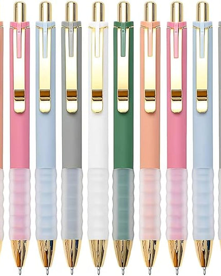 Linbsunne Ballpoint Pens Black Medium Point 1mm with Super Soft Grip Ball Point Pen for Men Women Retractable(gold-6x2 pcs)