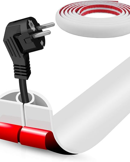 Floor Cord Cover Self Adhesive Cord Hider,10FT Cable Management, Extension Strip Protector for Wires, Prevent Cable Trips for Offices, Gyms, Exhibitions Cavity:0.3"(W) x 0.28"(H) White