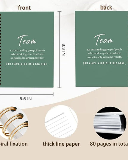 Sage Green Meeting Notebook for Work, Employee Appreciation Gifts, Team Gifts for Employees, Journals for Writing, Thank You Gifts for Women Men Leader Boss Mentor Manager Coworkers, 5.5"x8.3"