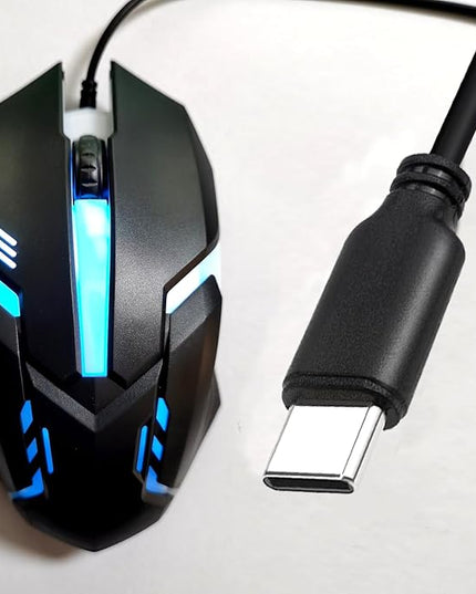 Long USB C Mouse - 20FT, High Performance Wired Mouse for Righty or Lefty Use on Windows PC, Laptop, Mac, Chromebook