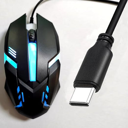 USB C 10FT Wired Mouse for Mac and Windows - 1600DPI Simple 3 Keys Wired Computer Mouse, Wired, Scroll Wheel Layout with Long Lines - Plug & Play for Laptops, PC Desktops, Laptops