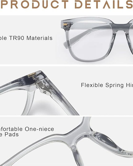 PANNER Oversized Square Blue Light Blocking Glasses for Women Men Anti Glare Reduce Eyestrain Computer Glasses