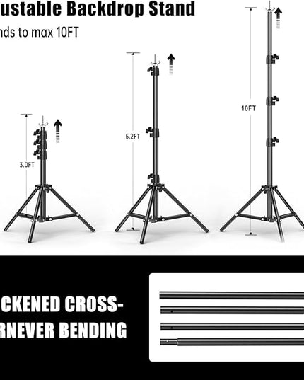10x20FT Backdrop Support Stand for Photography，Adjustable Width & Length Backdrop Stand Background Support System Kit for Photo Video Studio Shooting, Party, Outdoor, Wedding