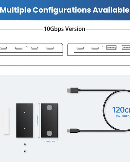 EJAY 5-in-1 Magnetic USB 3.0 Hub with SD/TF Card Reader, 2 USB-A + 1 USB-C Ports, Includes 2 Packs Sliding Rail, Screws & Sticky Pads for MacBook Laptop PC