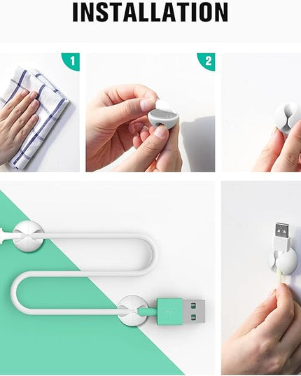 12 Pack Cable Clips, Znben Wire Organizer Holder Adhesive Cord Management Charger Wire Holder Clips for Desk, Home, Office, Car, Cubicle, Nightstand White